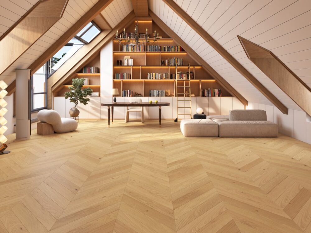 14/3 x 90mm Natural Brushed & Lacquered Chevron