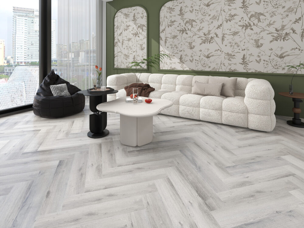 Allora Lux Fiore Grey Herringbone