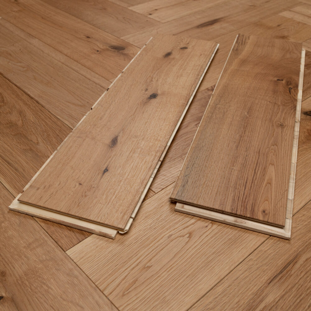 14/3 x 150mm Natural Brushed & Lacquered CLICK Herringbone