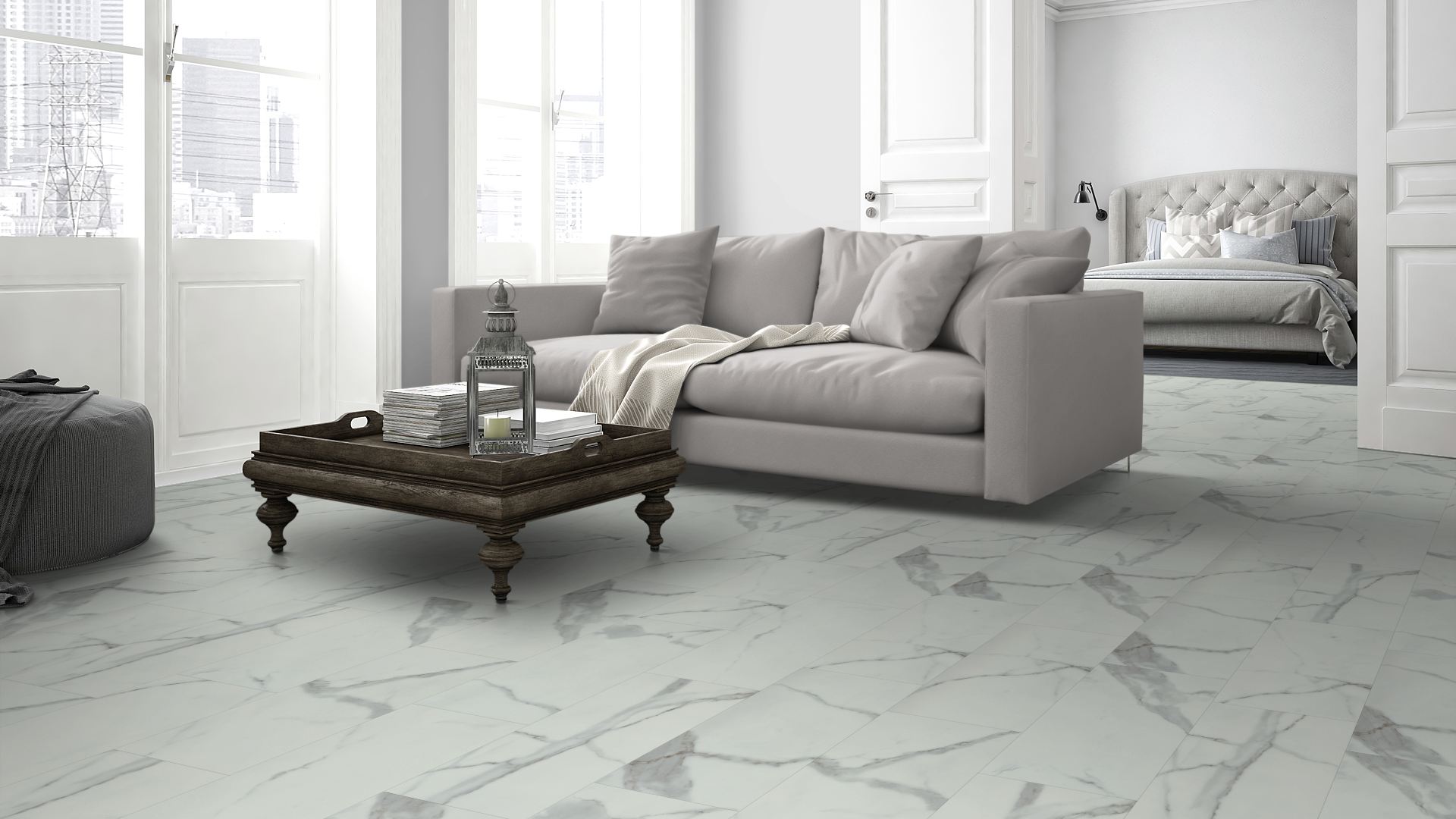 Lignum LVT Carrara White Marble Matt